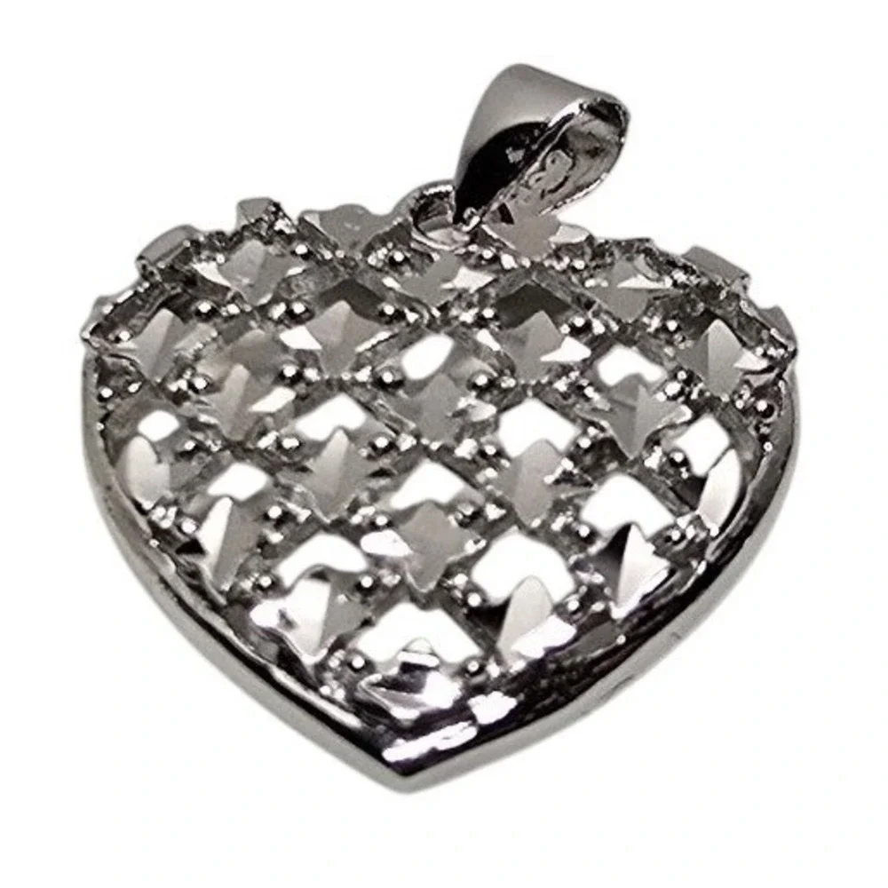 NEW Nothing But Hearts sterling silver Heart Pendant Filigree Textured‎ Charm